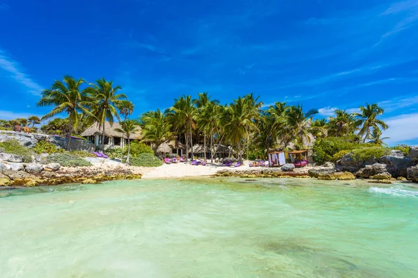 Recreation Paradise Beach Resort Turquoise Waters Caribbean Sea Tulum Mexico — Stock Photo, Image