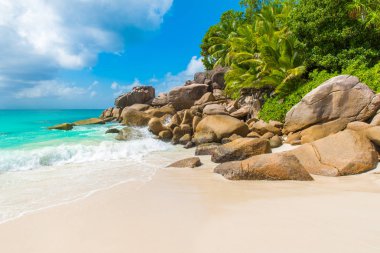 Cennet plaj - Anse Georgette, Praslin, Seyşel Adaları.