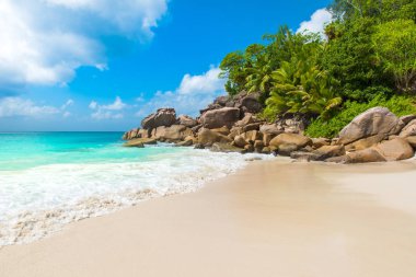 Cennet plaj - Anse Georgette, Praslin, Seyşel Adaları.