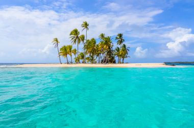 San Blas Island, Kuna Yala, Panama yalnız beach.