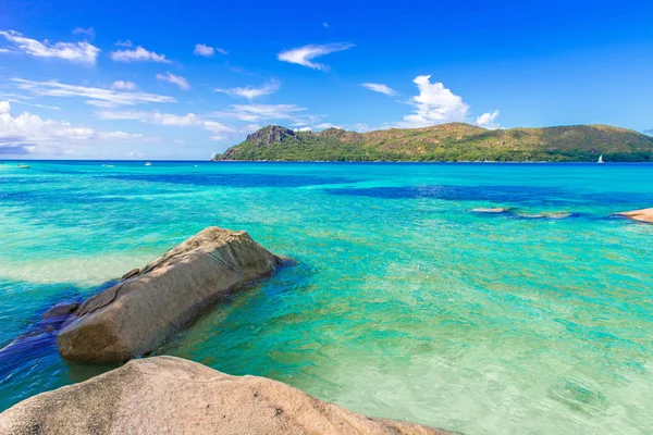 Schöner Strand Insel Praslin Seychellen — Stockfoto