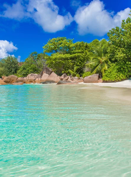 Anse Lazio Paradijs Strand Met Wit Zand Turquoise Water Rijke — Stockfoto