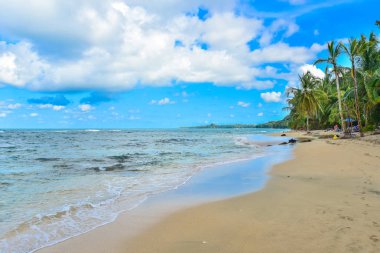 Playa Cocles - tropikal plaj yakın Puerto Viejo, Kosta Rika.