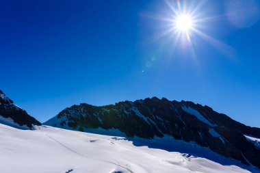 İsviçre Alpleri, Europe Aletsch Buzulu peyzaj.