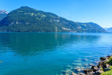 Dağ manzarası, İsviçre için panoramik manzaralı Thuner lake Thun adlı.