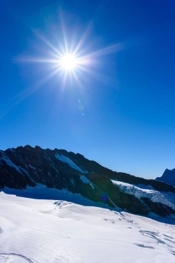 İsviçre Alpleri, Europe Aletsch Buzulu peyzaj.