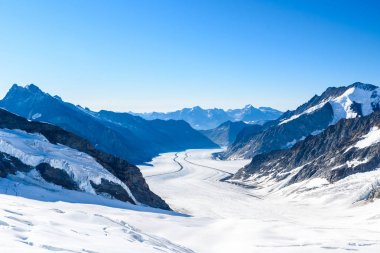 İsviçre Alpleri, Europe Aletsch Buzulu peyzaj.