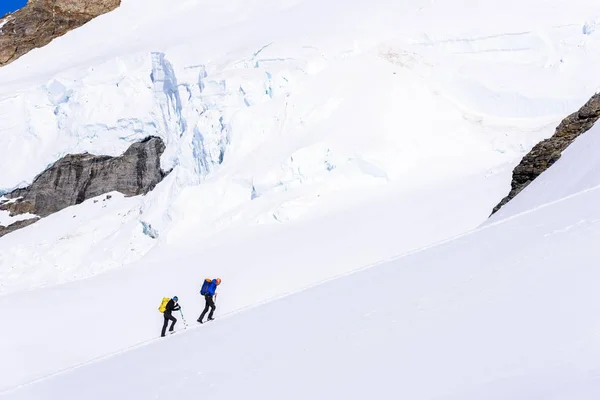 Escalada Gelo Geleira Emmontanhas Suíça Geleira Aletsch — Fotografia de Stock