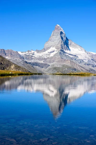 Stellisee Λίμνη Αντανάκλαση Του Matterhorn Ζερμάτ Ελβετία — Φωτογραφία Αρχείου