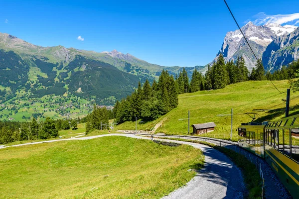 Berühmter Zug Zwischen Grindelwald Und Jungfraujoch Station Bahn Nach Top — Stockfoto