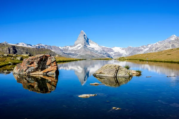 Lago Stellisee Matterhorn Zermatt Suiza — Foto de Stock