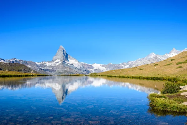 Stellisee Lake Matterhorn Zermatt Zwitserland — Stockfoto