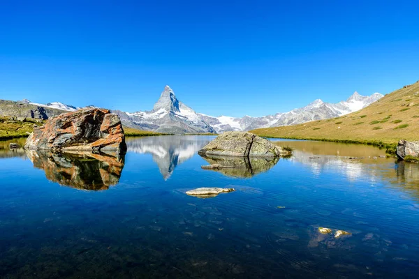 Lago Stellisee Matterhorn Zermatt Suiza — Foto de Stock