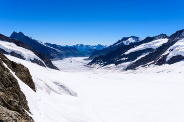 İsviçre Alpleri, Europe Aletsch Buzulu peyzaj.