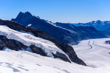 İsviçre Alpleri, Europe Aletsch Buzulu peyzaj.