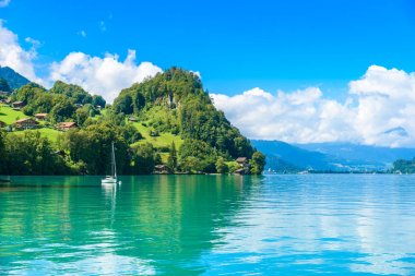 Köy Iseltwald adlı göl Brienz, Interlaken, İsviçre.