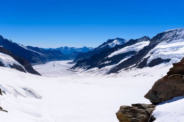 İsviçre Alpleri, Europe Aletsch Buzulu peyzaj.