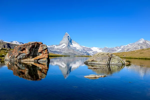 Lago Stellisee Matterhorn Zermatt Suiza — Foto de Stock