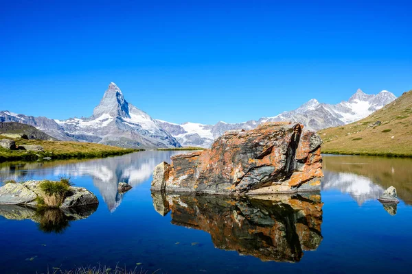 Lago Stellisee Matterhorn Zermatt Suíça — Fotografia de Stock