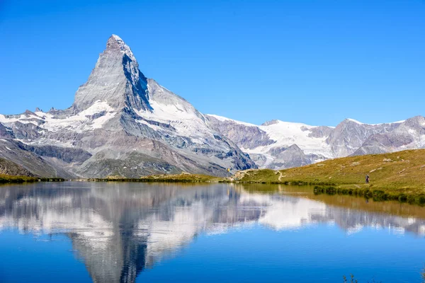 Stellisee Jezera Odrazem Matterhorn Zermatt Švýcarsko — Stock fotografie