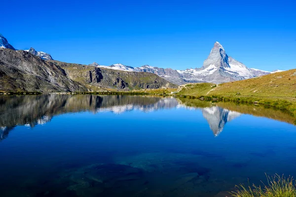 Stellisee Lake Matterhorn Zermatt Switzerland — Stock Photo, Image