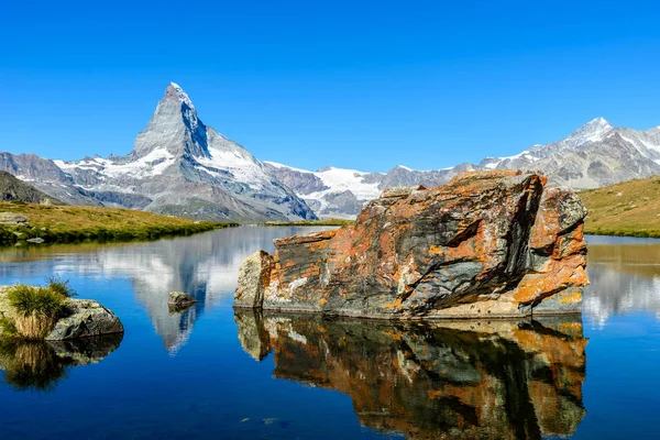 Lago Stellisee Matterhorn Zermatt Suíça — Fotografia de Stock