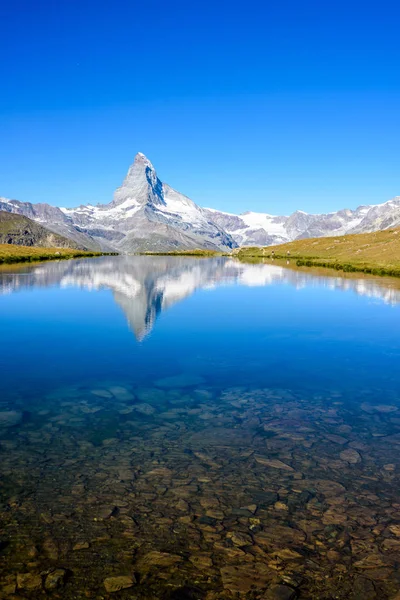 Lago Stellisee Matterhorn Zermatt Suíça — Fotografia de Stock