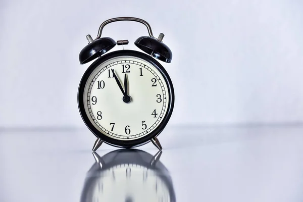 Closeup Alarm Clock Grey Surface — Stock Photo, Image