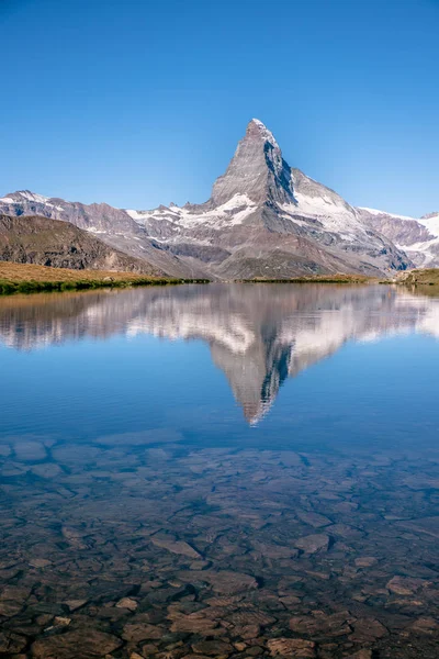 Lago Stellisee Matterhorn Zermatt Suíça — Fotografia de Stock