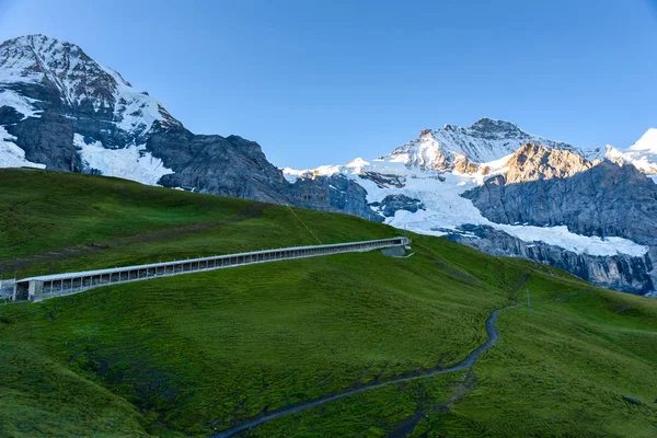 Berühmter Zug Zwischen Grindelwald Und Jungfraujoch Station Bahn Nach Top — Stockfoto