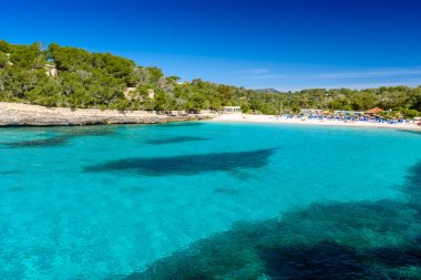 Güzel plaj, Cala S'Amarador Mondrago - Tabiat Parkı üzerinde Majorca İspanya, Balear Adaları, Akdeniz, Avrupa