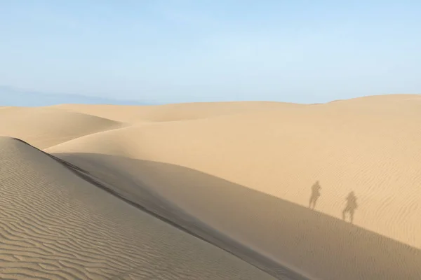 Shadow Couple Sand Dunes Desert — Stock Photo, Image