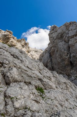 Uzun yürüyüşe çıkan kimse Ellmauer durdurmak, Avusturya - Avrupa Alpleri Hiking Gruttenhuette, gidiş, Tyrol, Avusturya - yakın Wilder Kaiser dağlarının