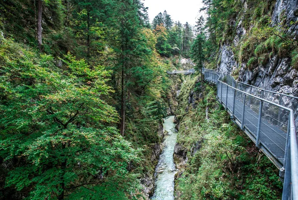 Leutaschklamm Дикі Ущелини Річки Альпах Німеччини — стокове фото