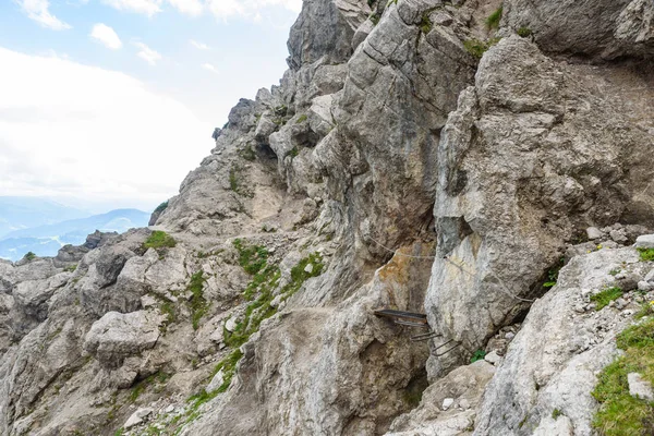 Escaleras Hierro Sendero Hacia Ellmauer Halt Las Montañas Wilder Kaiser — Foto de Stock