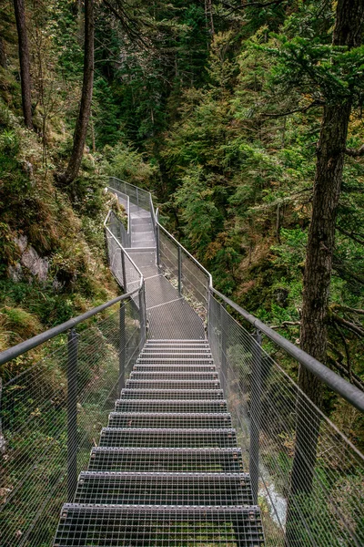 Leutaschklamm Desfiladero Salvaje Con Río Los Alpes Alemania — Foto de Stock