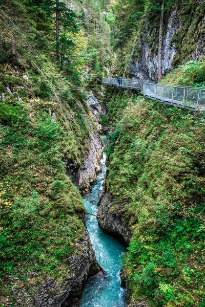 Leutaschklamm Desfiladero Salvaje Con Río Los Alpes Alemania —  Fotos de Stock