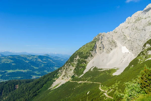Vista Desde Gruttenhuette Una Cabaña Alpina Las Montañas Wilder Kaiser — Foto de Stock