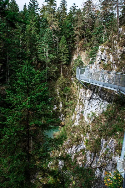 Leutaschklamm Desfiladeiro Selvagem Com Rio Nos Alpes Alemanha — Fotografia de Stock