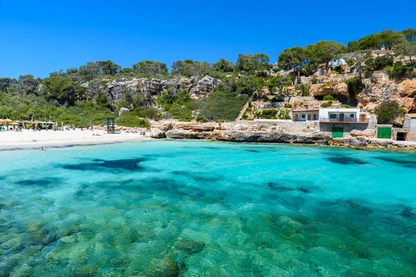 Cala Llombards Oraz Jedynie Piękna Plaża Zatoce Mallorca Hiszpania — Zdjęcie stockowe