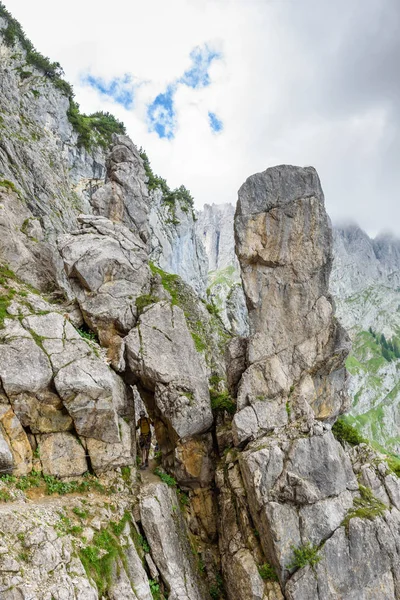 Escursionista Ellmauer Halt Wilder Kaiser Montagne Austria Vicino Gruttenhuette Andare — Foto Stock