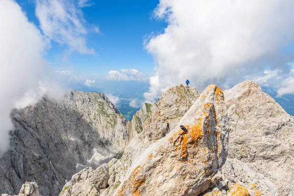 Escursionista Ellmauer Halt Wilder Kaiser Montagne Austria Vicino Gruttenhuette Andare — Foto Stock