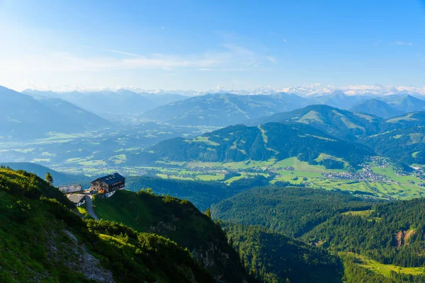 Nézd Meg Gruttenhuette Egy Alpesi Kunyhó Wilder Kaiser Hegység Haladó — Stock Fotó