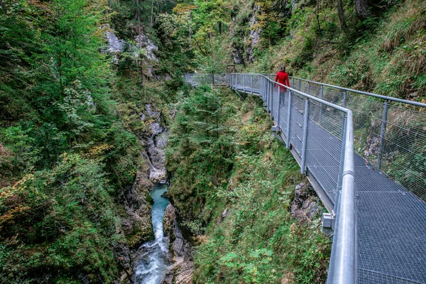 Leutaschklamm Desfiladero Salvaje Con Río Los Alpes Alemania —  Fotos de Stock