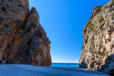 Torrent de Pareis - canyon with beautiful beach on Mallorca, Spain clipart