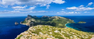 Cap Formentor de Mallorca, İspanya - güzel sahil Panorama görünüm