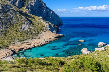 Cala figuera kap formentor - güzel sahil ve plaj, Mallorca, İspanya