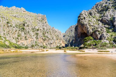 Sel de Pareis - Kanyon ile güzel bir plaj Mallorca, İspanya