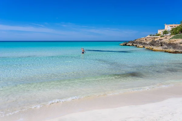 Strand Trenc Gyönyörű Tengerparton Mallorca Spanyolország — Stock Fotó