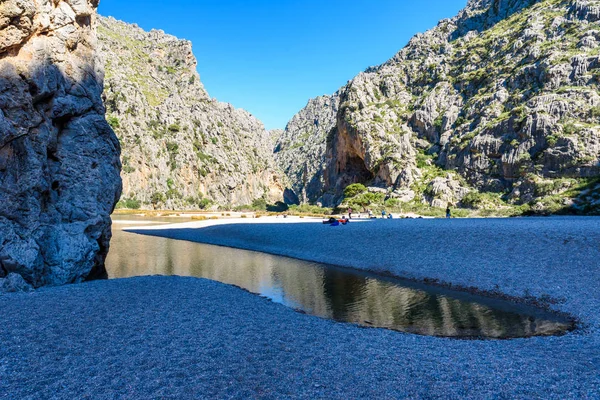 Torrent Pareis Canyon Con Bella Spiaggia Maiorca Spagna — Foto Stock